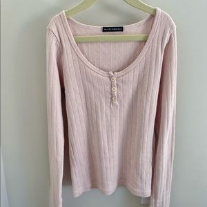 pink brandy melville long sleeve eyelet zelly top